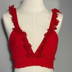 Free People Small Red On Holiday Crop Tank Top
